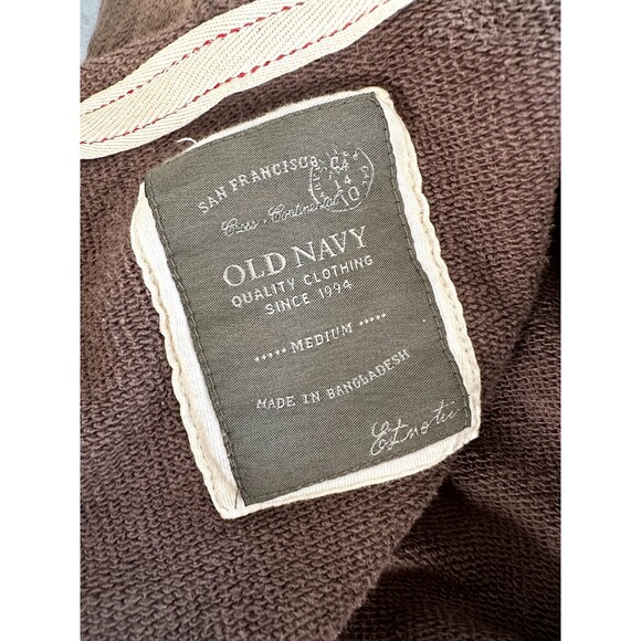 Y2k Old Navy Men's Brown Hooded Long Sleeve Jacket size Medium - Picture 3 of 8